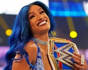 Sasha Banks Holding Smackdown Belt Diamond Painting