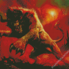 Scary Lion Roaring Art Diamond Painting