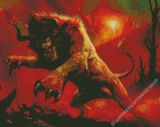 Scary Lion Roaring Art Diamond Painting