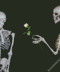 Skeleton Giving A Rose To Other One Diamond Painting