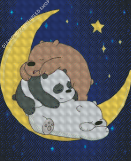 Sleepy Bears In Crescent Moon Diamond Painting