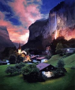 Switzerland Staubbach Waterfall Diamond Painting