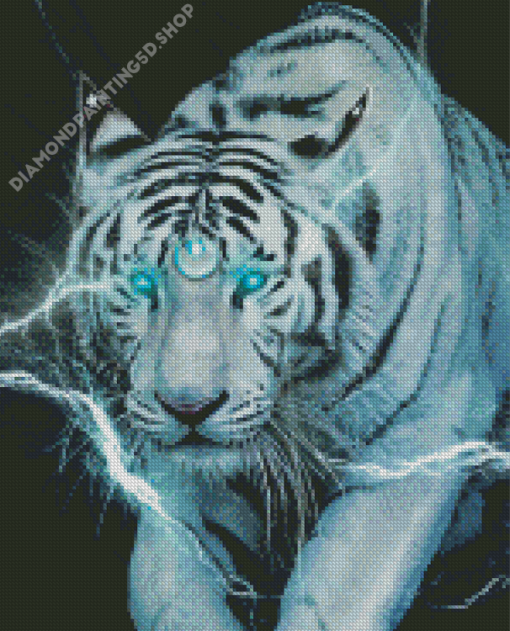 White Lightning Tiger Diamond Painting