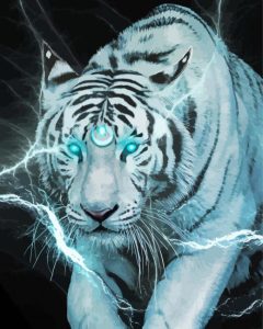 White Lightning Tiger Diamond Painting