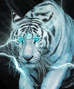 White Lightning Tiger Diamond Painting