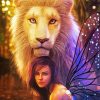 White Lion And Fairy Woman Diamond Painting