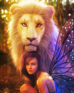 White Lion And Fairy Woman Diamond Painting