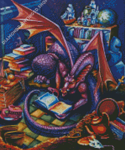 Wise Dragon Library Diamond Painting