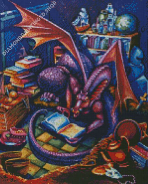 Wise Dragon Library Diamond Painting