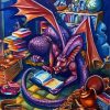 Wise Dragon Library Diamond Painting