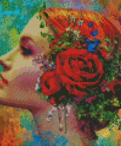 Woman With Flowers In Her Hair Diamond Painting