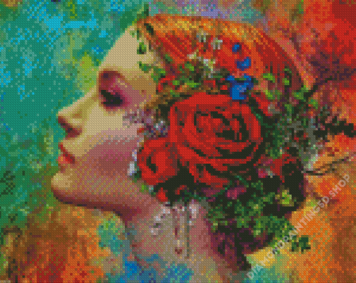 Woman With Flowers In Her Hair Diamond Painting