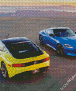 Yellow And Blue JDM Cars Diamond Painting