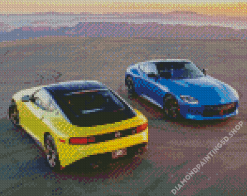 Yellow And Blue JDM Cars Diamond Painting