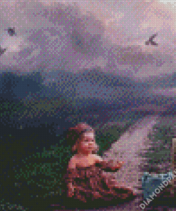 Abandoned Child With Basket Diamond Painting