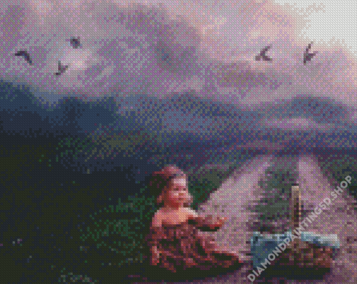 Abandoned Child With Basket Diamond Painting