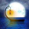 Aesthetic Boat Moon Illustration Diamond Painting