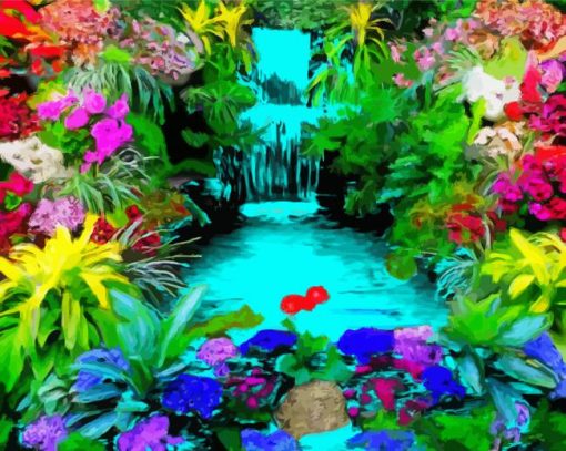 Aesthetic Flower Garden Illustration Diamond Painting