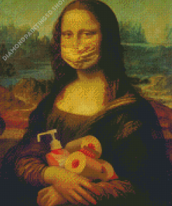Aesthetic Monalisa With Mask And Toilet Papers Diamond Painting