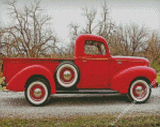 Aesthetic Red Pickup Diamond Painting