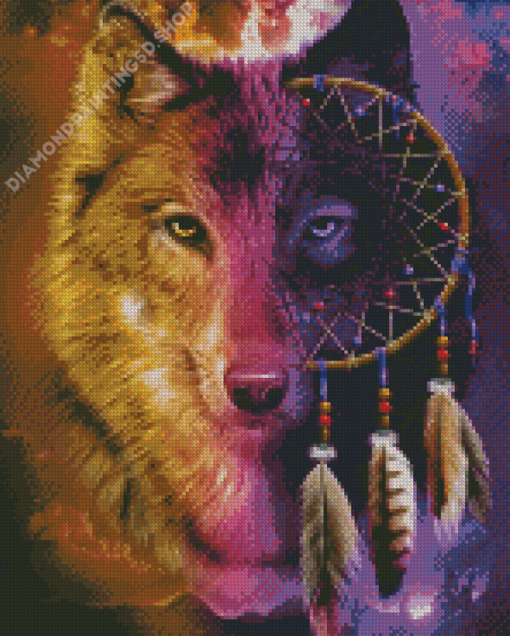 Aesthetic Wolf Dream Catcher Diamond Painting