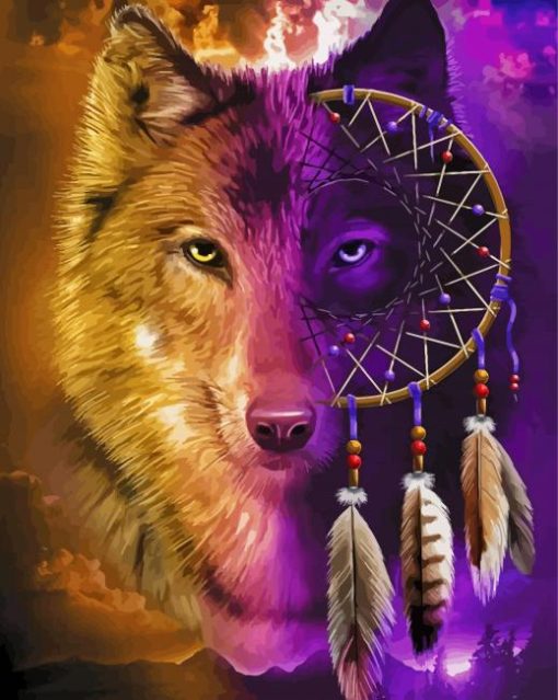 Aesthetic Wolf Dream Catcher Diamond Painting