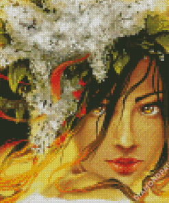 Aesthetic Lady With Floral Hair Diamond Painting