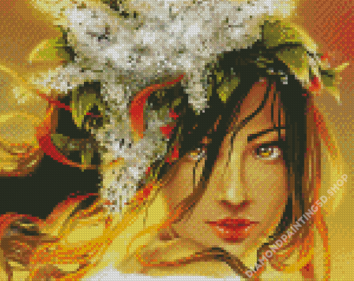 Aesthetic Lady With Floral Hair Diamond Painting