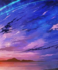 Anime Purple And Blue Sky Diamond Painting