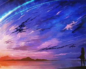 Anime Purple And Blue Sky Diamond Painting