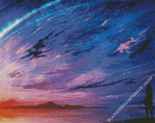 Anime Purple And Blue Sky Diamond Painting