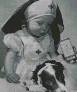 Baby Nurse With Her Dog Art Diamond Painting