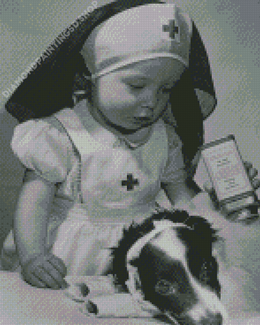 Baby Nurse With Her Dog Art Diamond Painting