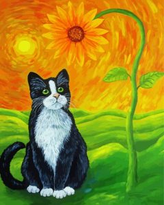 Black Cat And Sunflower Diamond Painting