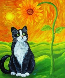 Black Cat And Sunflower Diamond Painting