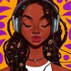 Black Girl With Headphones Diamond Painting