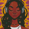 Black Girl With Headphones Diamond Painting