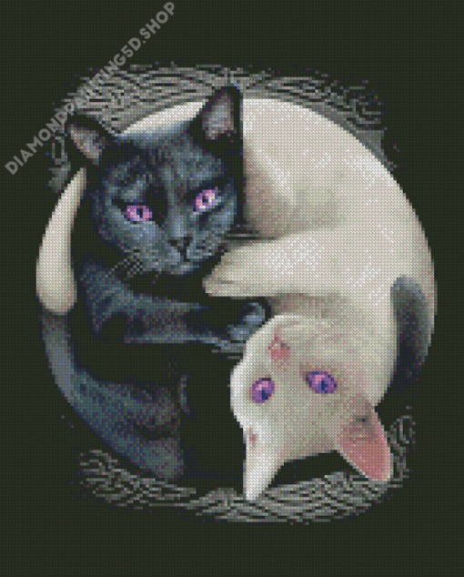 Black And White Yin Yang Cats Diamond Painting