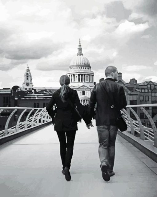 Black And White London Couple Diamond Painting