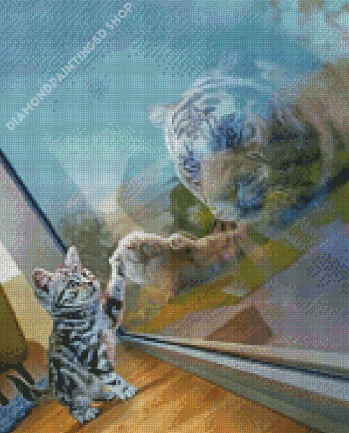 Cat Reflection Diamond Painting