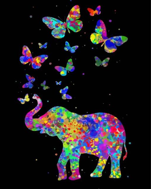 Colorful Butterfly Elephant Diamond Painting