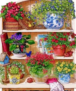 Colorful Flowers In A Cupboard Diamond Painting