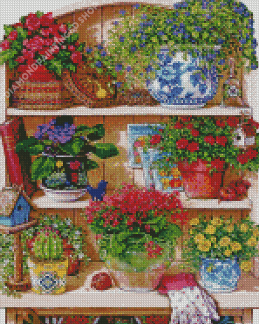 Colorful Flowers In A Cupboard Diamond Painting