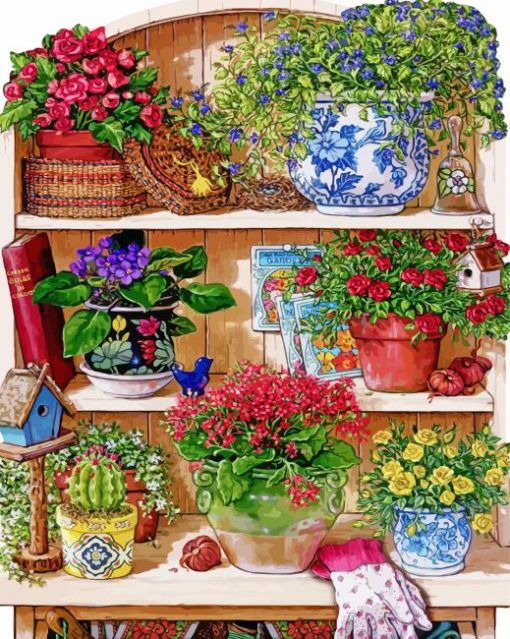 Colorful Flowers In A Cupboard Diamond Painting