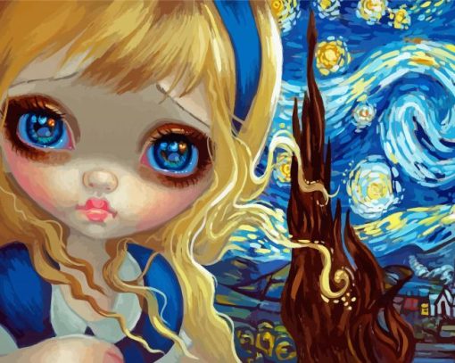 Cute Alice In The Starry Night Diamond Painting