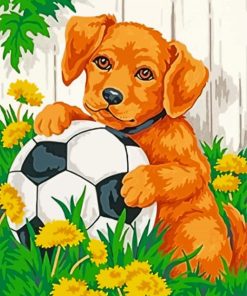 Cute Dog Football Diamond Painting