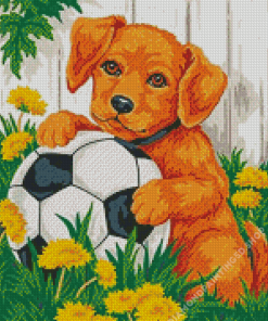 Cute Dog Football Diamond Painting