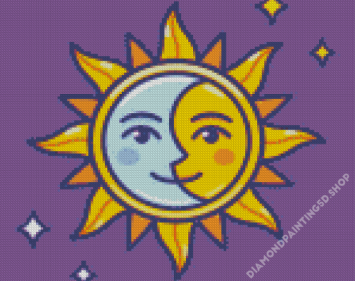 Cute Moon And Sun Diamond Painting