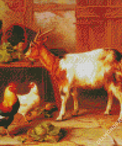 Goat And Chickens Diamond Painting