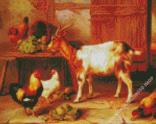 Goat And Chickens Diamond Painting